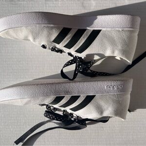 Adidas White Canvas Sneakers with Black Stripes
Worn Once